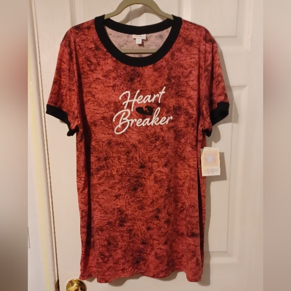 LulaRoe Heart Breaker Ringer Tee